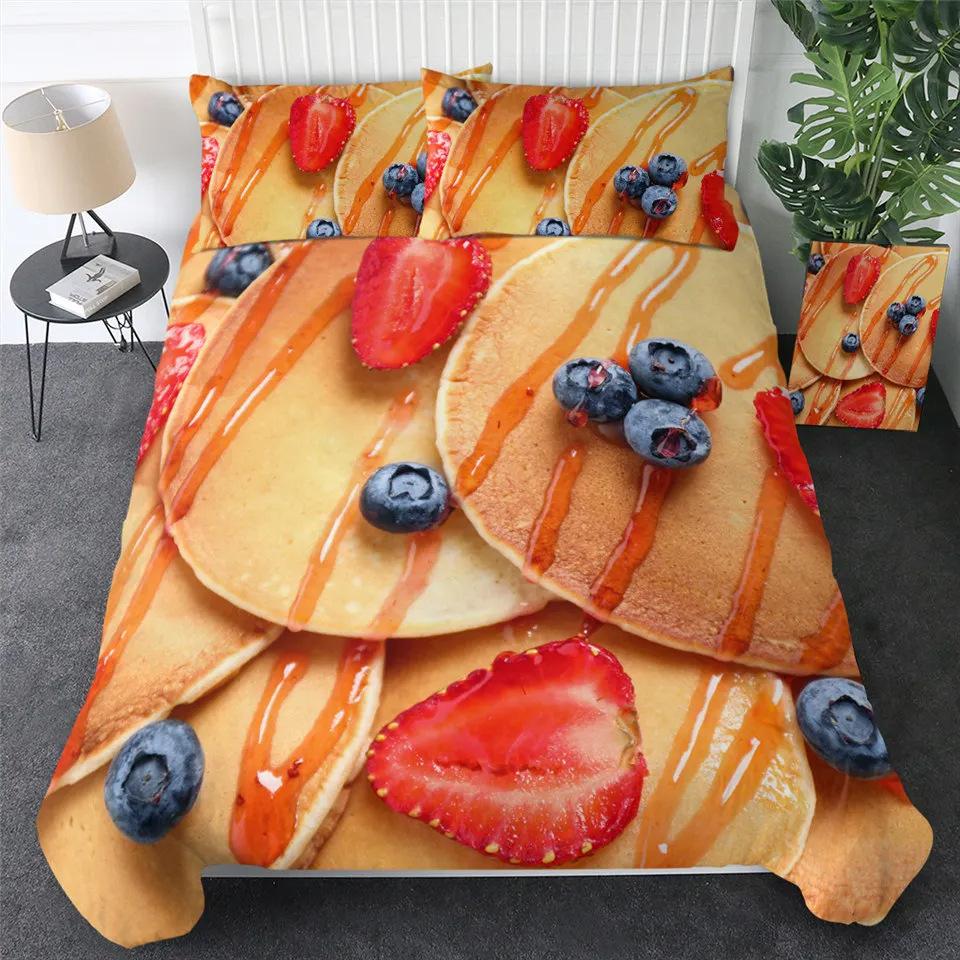 

Gourmet Pancake Pattern Duvet Set Fun Three-Piece Set Suitable For Boys And Girls 135 * 200 (two-piece set)