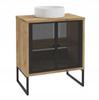 80x70cm standing cabinet on metal legs, black laminated board, Fiora