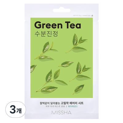 Airy Adhesive Sheet Mask Green Tea, 1 Pack, 3 Pieces
