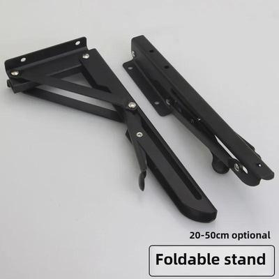 Black Spring Foldable Bracket Tripod Wall-Mount Folding Dining Table with Movable Storage and 90° Bracket