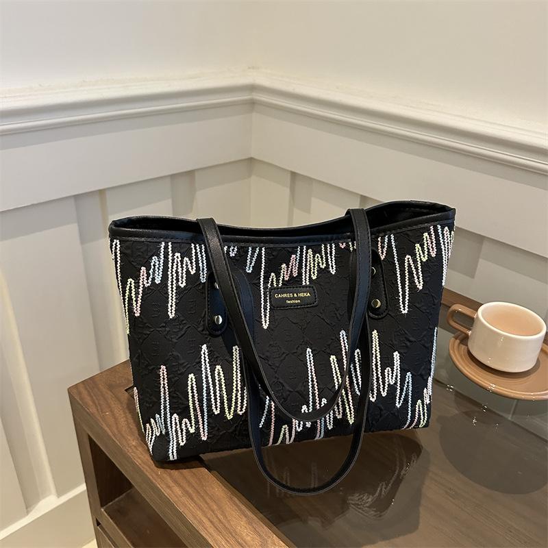 

Trendy Striped Shoulder Bag Simple Large Capacity Tote Bag Casual Commuter Underarm Bag For Women Stylish Bags