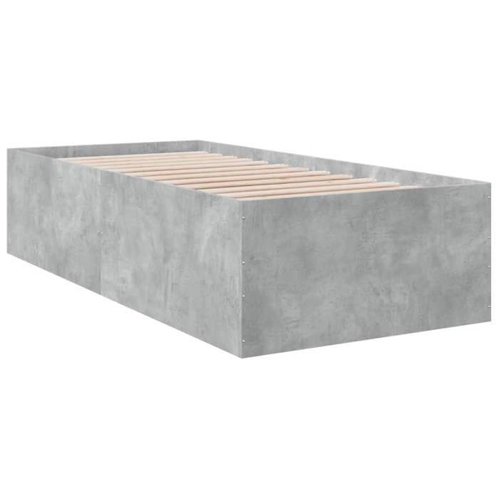 VidaXL Cadre de lit gris béton 75x190 cm bois d'ingénierie, meuble de chambre à coucher, sommier, lit à panneaux, lit, lit 3280982