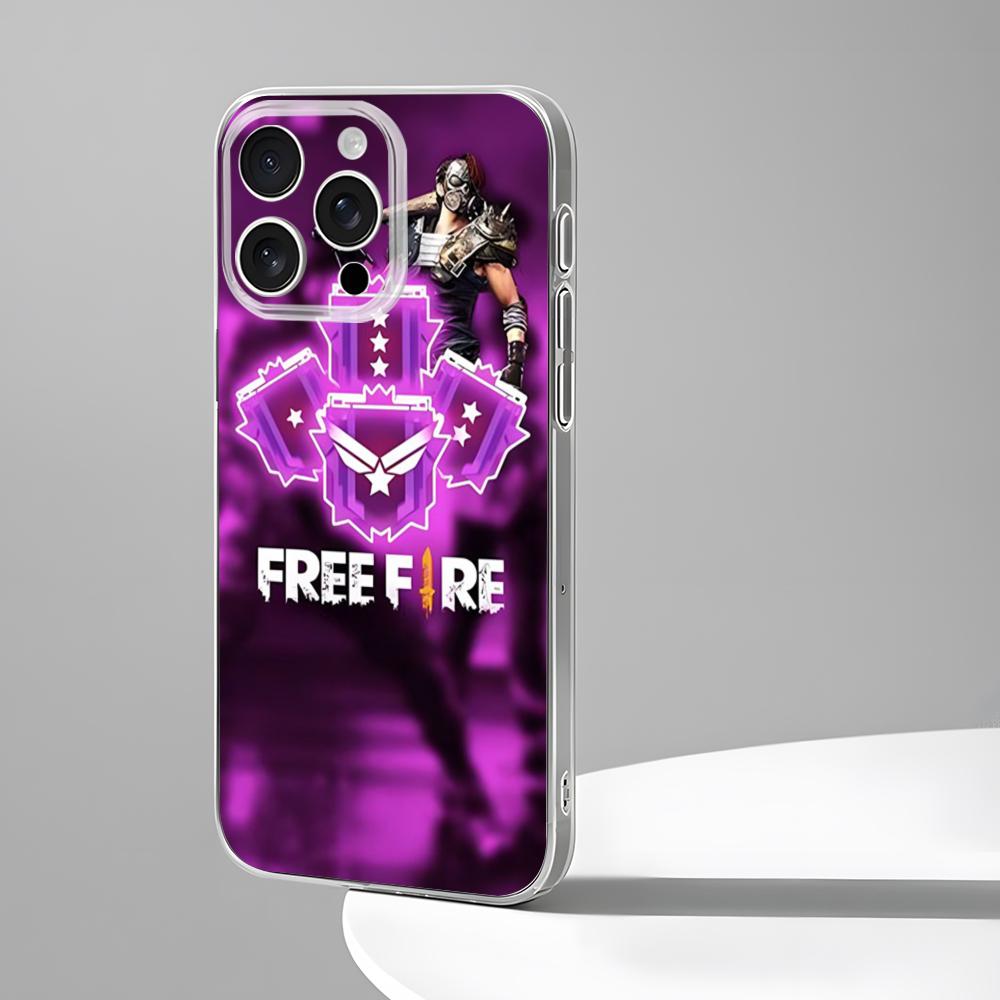 Free Fire Game Phone Case New For IPhone 16 15 14 12 13 11 Pro Max Mini X XR XS Plus Black Silicone Transparent Cover