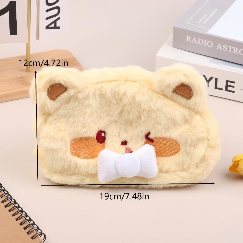 Large Capacity Stationery Storage Bag Cartoon Animal Plush Pencil Case Lovely Plush Cosmetic Bag Christmas Birthday Gifts