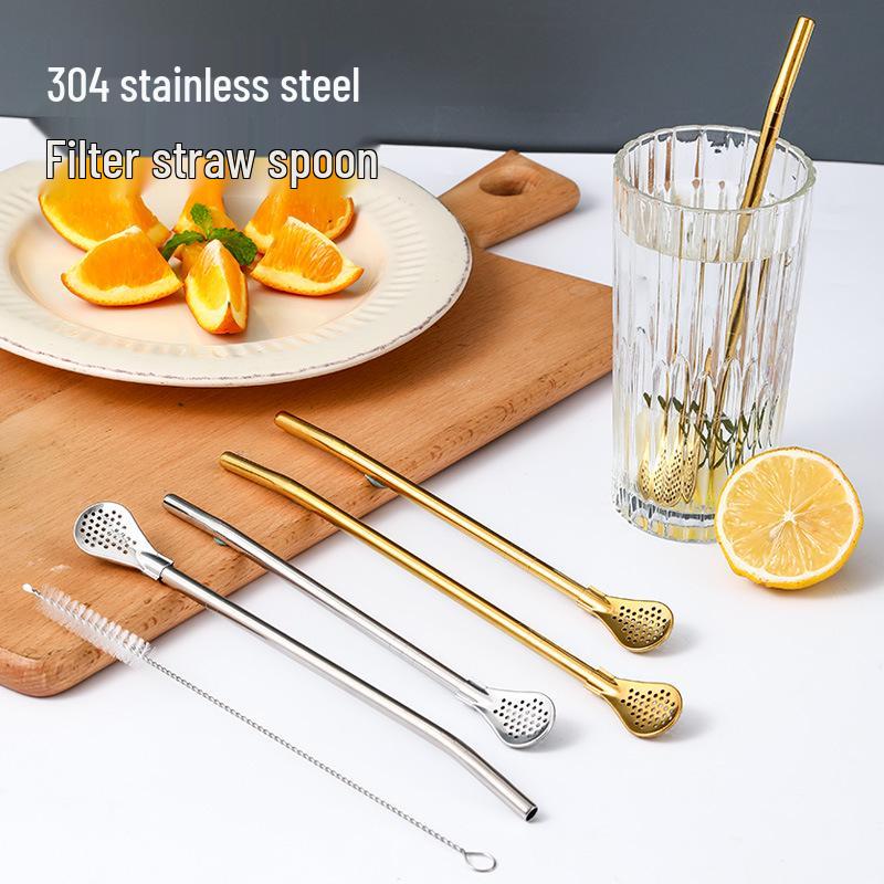 304 Stainless Steel Straw Spoon for Beverages: Coffee, Tea, Juice, and More 18CM Straw Spoon [1 pc]