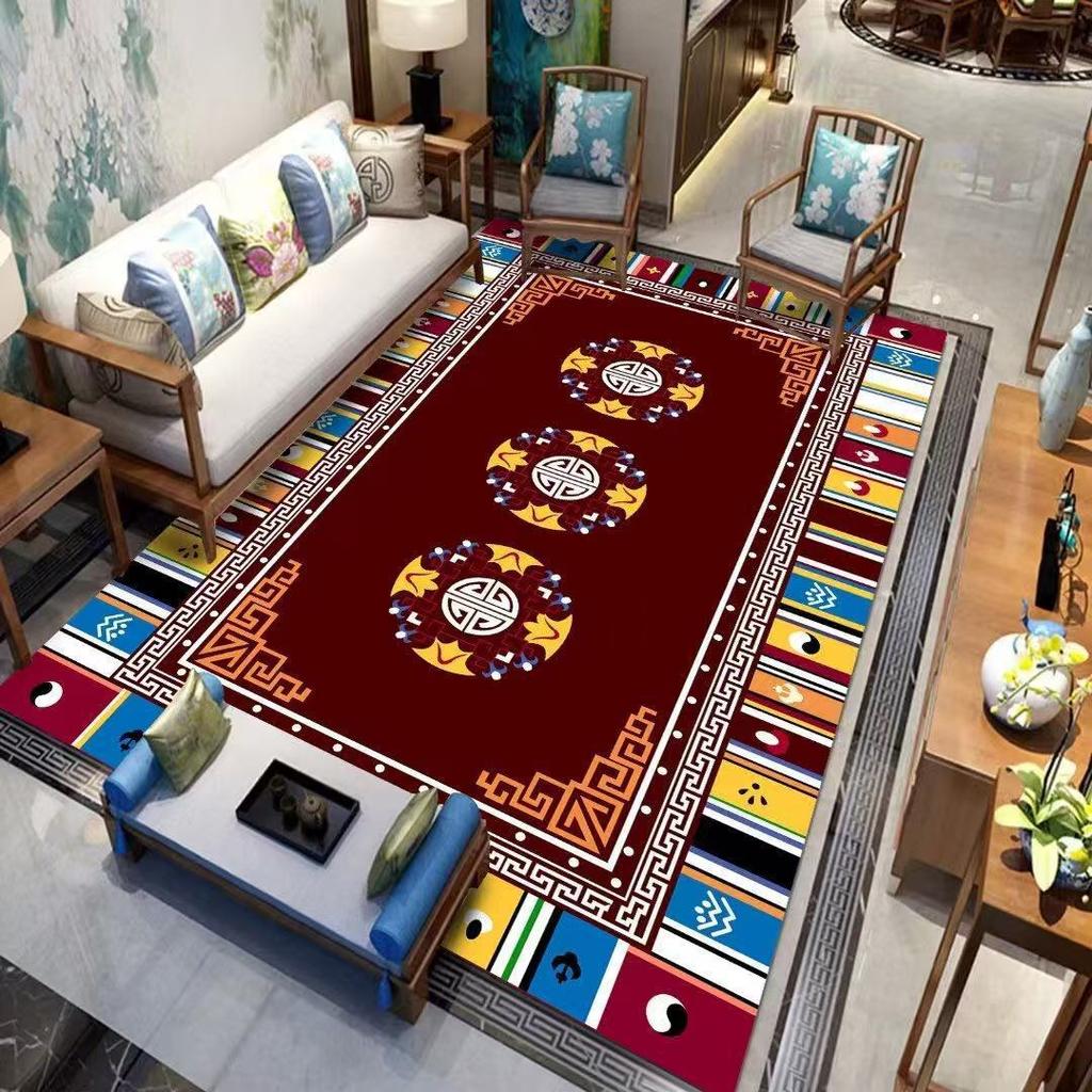 New Chinese Style Living Room Carpet Retro Anti Slip Sofa Coffee Table Carpet Resistant To Dirt and Easy To Maintain