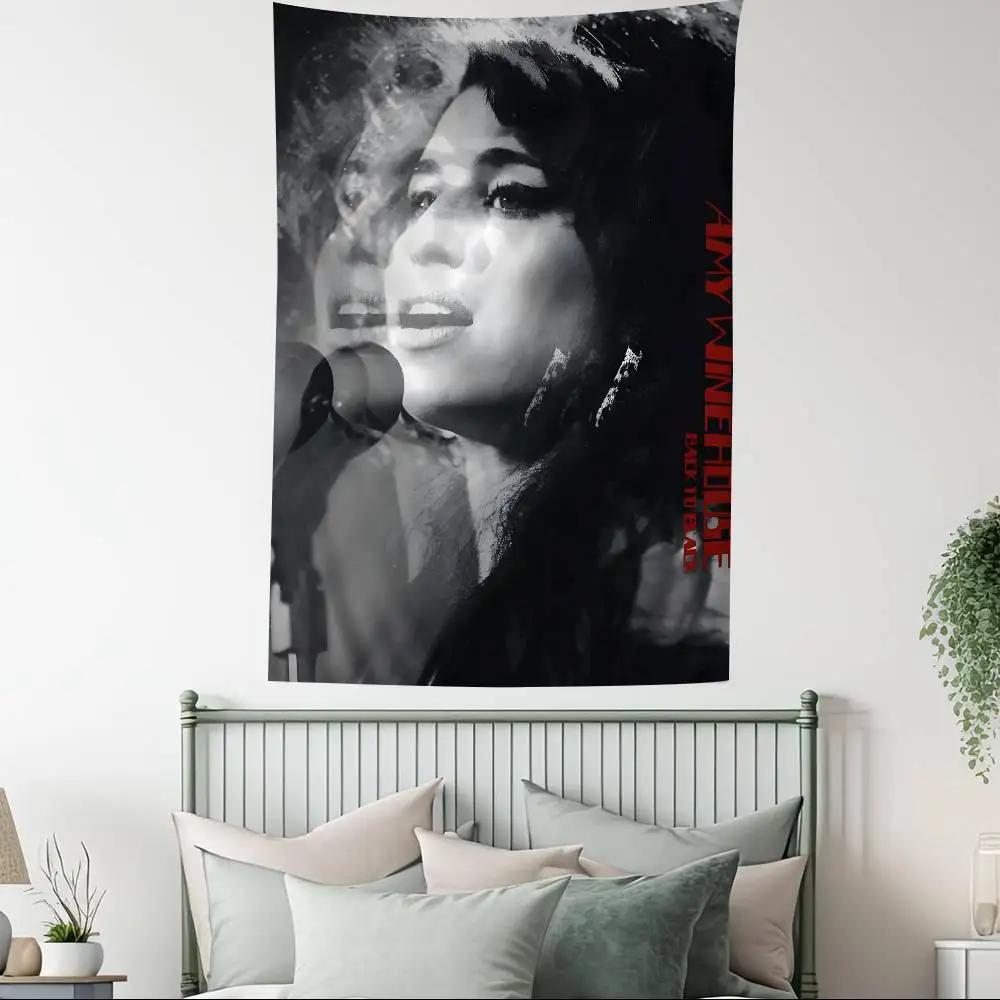Famous Music Singer Amy Winehouse Classic Vintage Printed Large Wall Tapestry Wall Hanging Decoration Household Decor Blanket