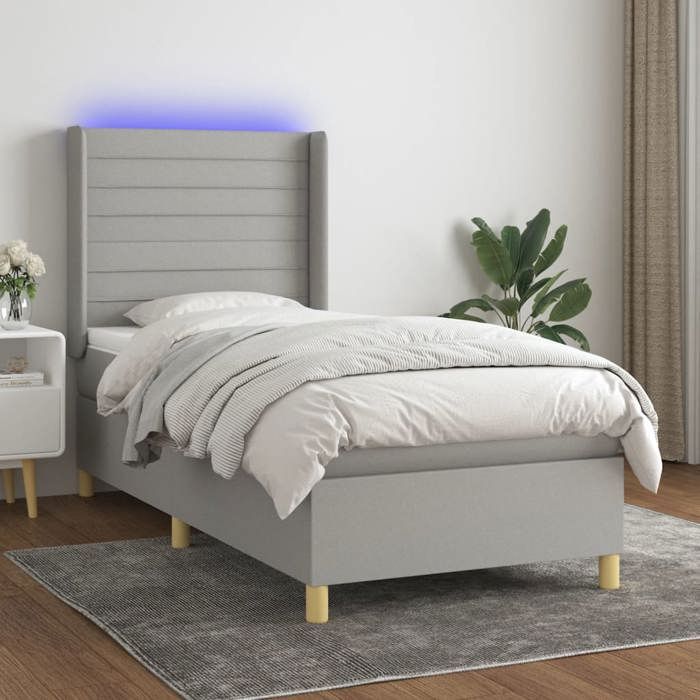 VidaXL Sommier à Lattes de Lit avec Matelas et LED, Lit Rembourré, Lit Simple, Lit Adulte de Chambre à Coucher Intérieur, 3138925