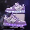 Kid's Luminous  Sneakers Sneakers Led Light Shoes Children's Kids Boys Girls USB Charging Glowing Wheels Parkour Roller Skate Shoes
