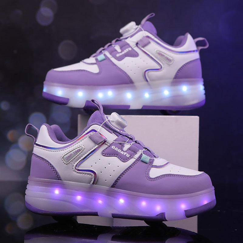 Kid's Luminous  Sneakers Sneakers Led Light Shoes Children's Kids Boys Girls USB Charging Glowing Wheels Parkour Roller Skate Shoes