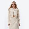 Spliced Round Neck Top Solid Color A-line Skirt Set Two-piece