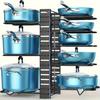 Heavy-Duty 8-Tier Pot and Pan Rack Organizer Rust-Resistant Metal Kitchen Storage Stand with Sturdy Black Frame for Cookware