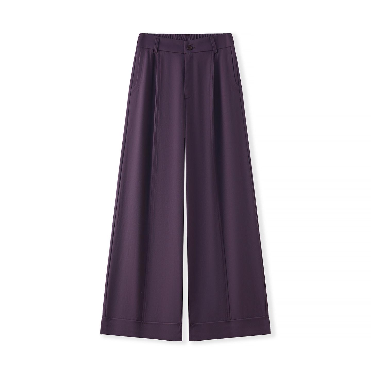 

Women s High-Waisted Dark Purple Wide-Leg Pants - Spring/Autumn 2026 Lazy Drapey Casual Suit Style 31/3XL for 136-150 jin темно-фиолетового