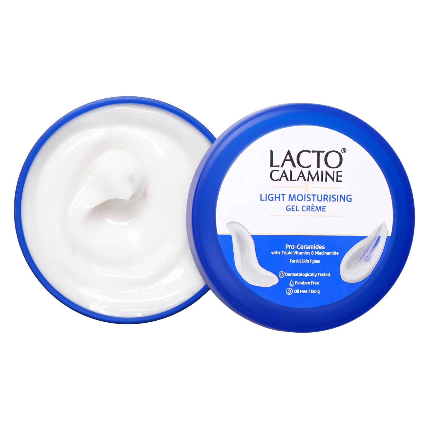 Lacto Calamine Light Moisturising Gel Creme 150 G Oily Skin Niacinamide Pro Ceramides Triple Vitamins Hydrating Face Moisturizer