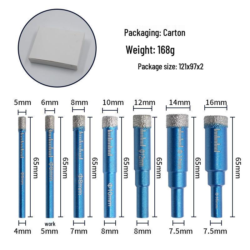 Multi-functional Diamond Drill Bit for Marble, Tile, and Glass - Round Handle, Brazed Dry Drilling