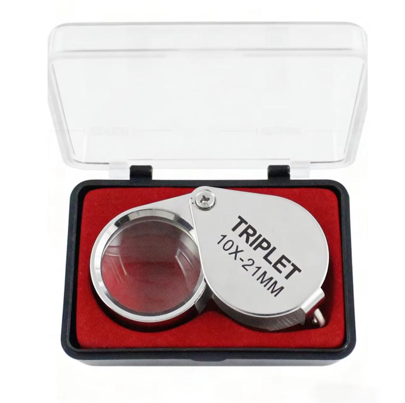 Pocket Loupe Magnifier Jewelry Magnifying Glass Foldable Diamond Lupa Triplet Jewelers Eye Glass Tool Reading Magnifier