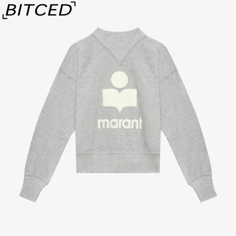 BITCED Damen Herbst/Winter Glitzer-Print Halbhoher Kragen Baumwolle Stehkragen Sweatshirt