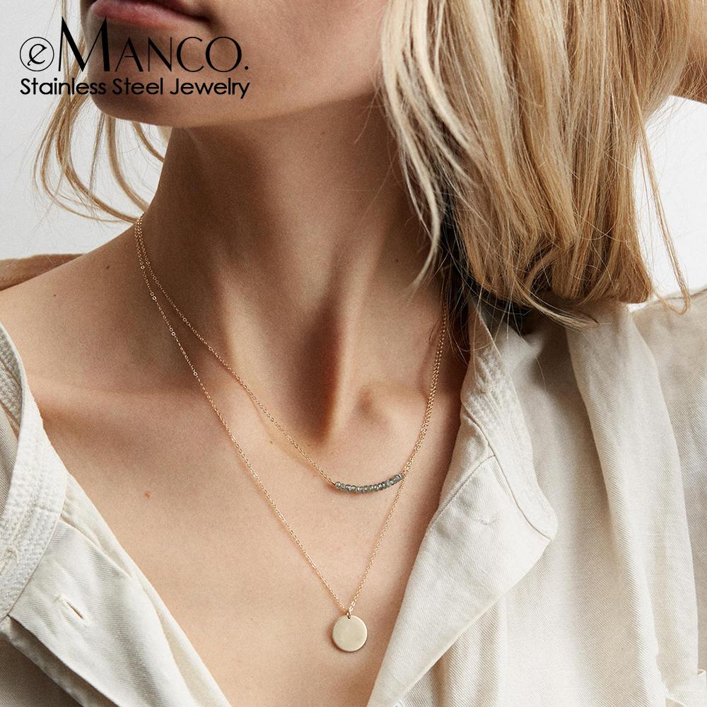 EMANCO Stainless Steel Twisted Chain Necklace Multilayer Gold Color Paper Clip Chain Square Chain Necklace Women Jewelry Choker