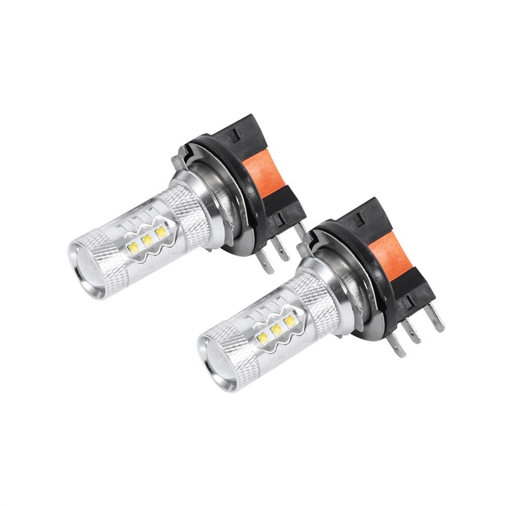 2Pcs 80W Car Headlight Lamps White Color H15 LED Bulbs LED Headlight Bulbs Vehicle Headlamps
