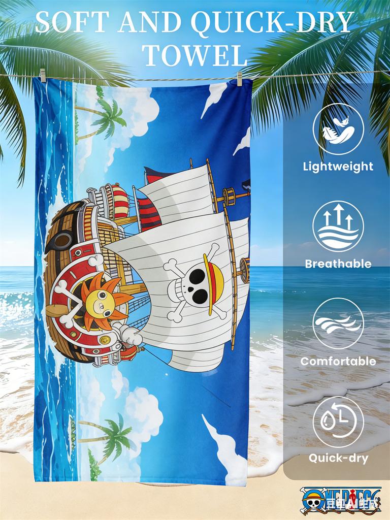 One Piece Tony Tony Chopper Print Quick Dry Lightweight Breathable Beach Towel for Summer Outdoor Activities
