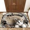 1 cute cat welcome doormat, non-slip and machine washable