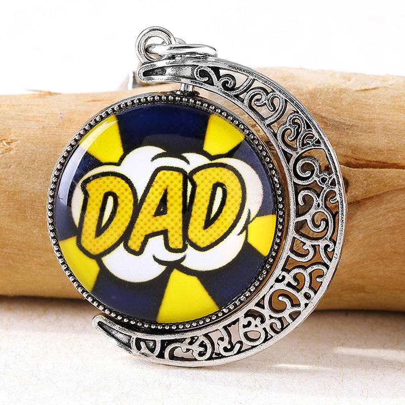 

Father s holiday gift keyring pendant Creative Time gem metal keychain