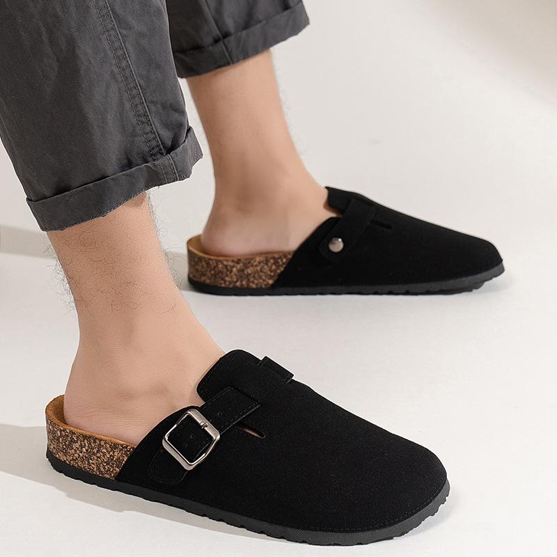 Half slippers 2026 fashionable European and American style  worn outside with toe caps  thick soled men's Birken shoes