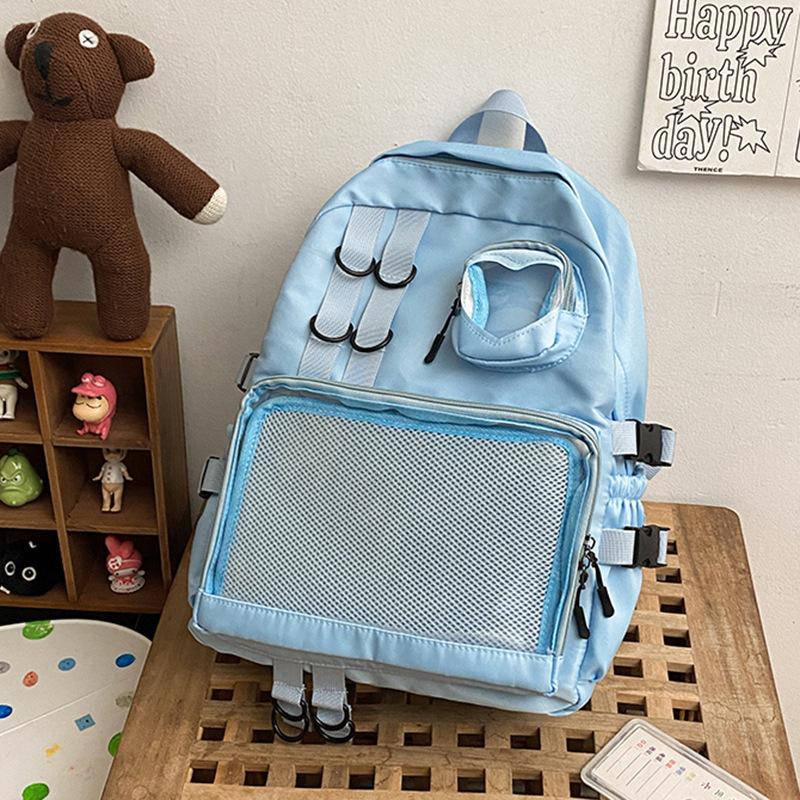Ita Backpack Transparent Large Capacity School Bag for Boys Girls Middle Schoolers Badge Doll Storage