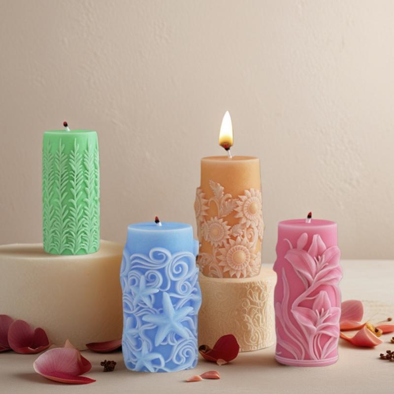 Lily Flower Relief Candle Silicone Mold DIY Linglan Flower Fragrance Smoked Soybean Wax Mold Gypsum Home Decoration Tool