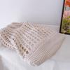 Solid Color Knitting Shoulder Bag Large Capacity Versatile Bohemian Crochet Tote Bag Hollow Out Casual Woven Handbag Women