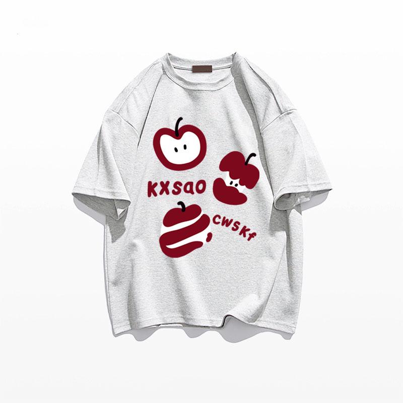 2025 Summer Women's Pure Cotton Oversized Short Sleeve T-Shirt in American Style