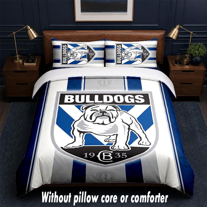 Canterbury-Bankstown Bulldogs Design Bed Bedding Set 1 Duvet Cover + 2 Pillowcases Soft Breathable Household Bed Linens