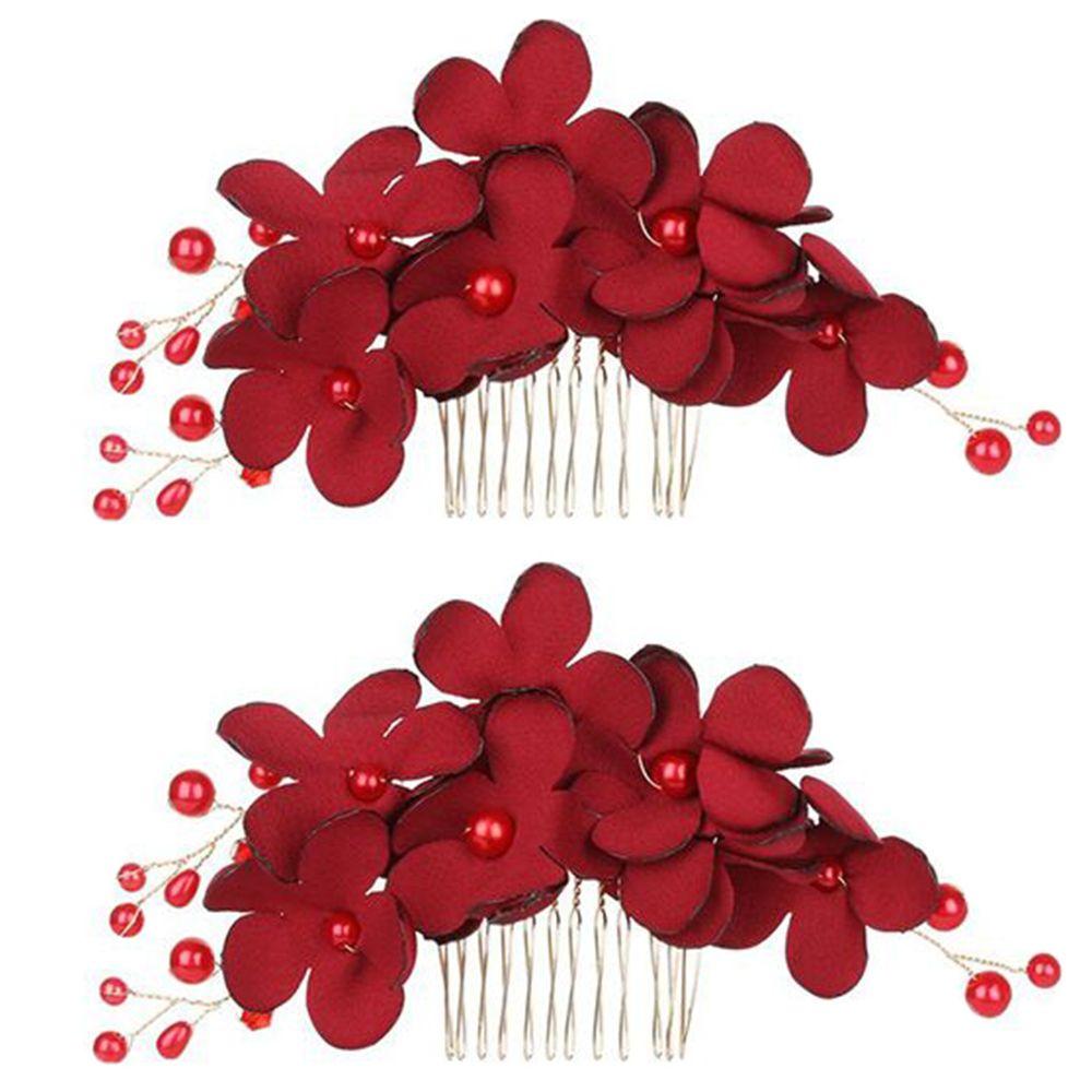 Romantic Wedding Bridal Clips Hair Combs Bridesmaid Tiara Red Flower Hair Pin Romantic Wedding Bridal Clips Hair Combs Bridesmaid Tiara Red Flower Hair Pin