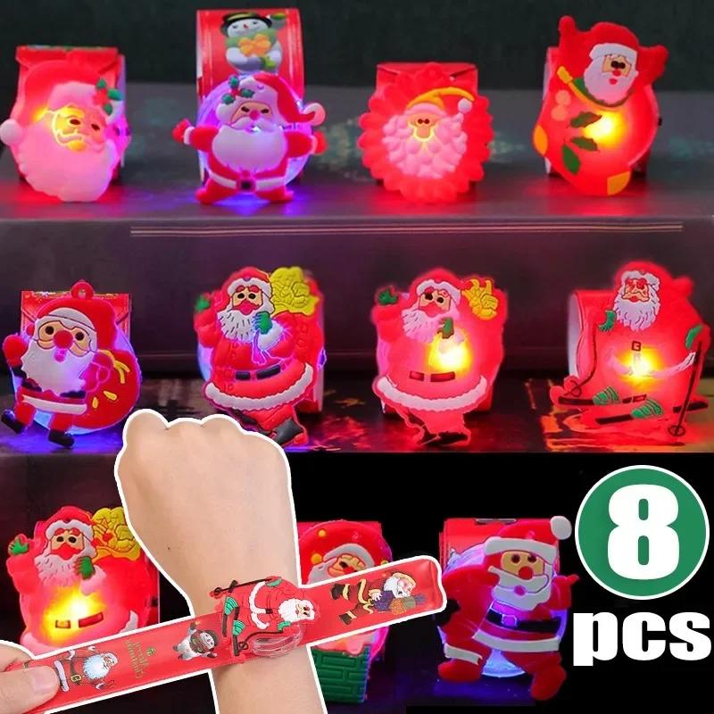 Christmas Glowing Snap Bracelet Father Christmas Sparkling Wristband Santa Claus Luminous Clap Bracelets Festival Carnival Prop