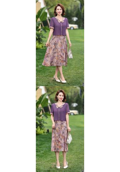 Elegant Waist-Cinched Summer Dress for Plus-Size Middle-Aged Women, 2026
