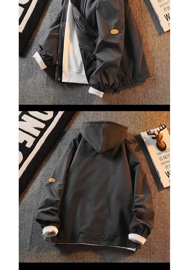 Men's Hooded Jacket: Autumn Winter Two-Piece Look, Casual Loose-Fit Sportswear, 2026 Style for Teens