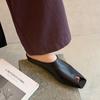 Fashion 2025 Summer New Genuine Leather Low Heels Peep-toe Slippers Women Covered Toe Natural Leather Casual Slippers Female Daily Walk