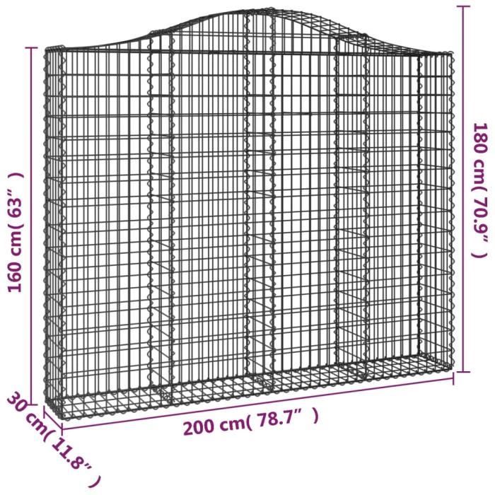 VidaXL Arched Gabion Basket 200x30x160-180 Cm Galvanized Iron 153388