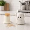 Middle Finger Ghost Toothpick Box, Halloween Ghost Toothpick Holder Dispenser, Dental Floss Swabs Toothpick Container for Kitchen Countertop