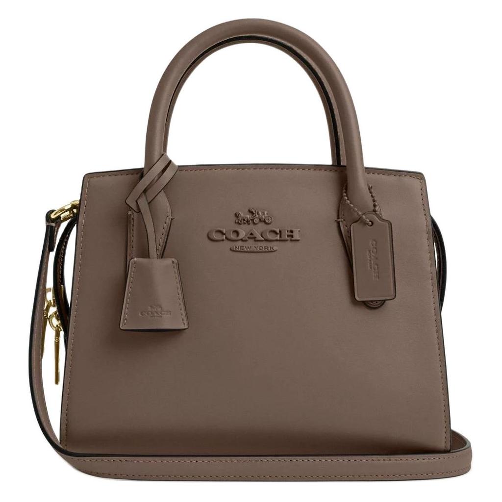 Coach Andrea Carryall 22 Logo Zip Closure Refined Calfskin Shoulder Crossbody Tote Bag Small Women tote bags Brown CP081-IMV2R