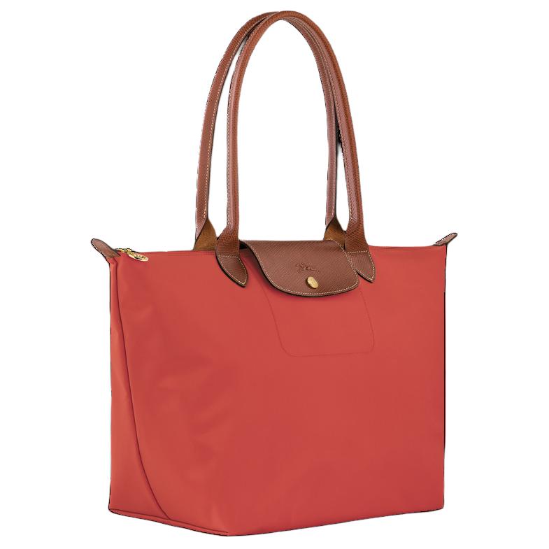 Longchamp Press Stud Closure Brand Logo Nylon Tote Bag Women Tote Bags Tomato-Red L1899089P94