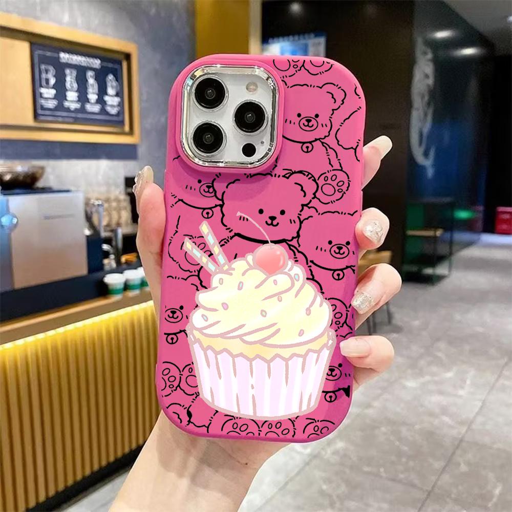 Phone Case: 2D flat design suitable for iPhone 18 17 16 15 14 13 Pro protective case, couple style, cupcakes, Christmas and Halloween gifts