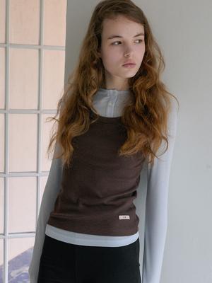 Elssibeui Basic Logo Sleeveless Top_Brown