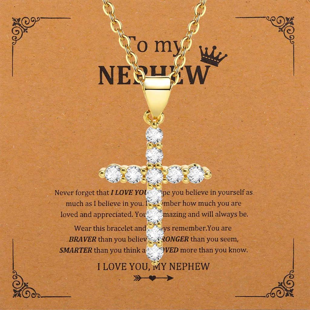 Cross Necklace for Women, Baptism First Holy Communion Confirmation Easter Gifts Teenage Christmas Gift for Mom Nephew