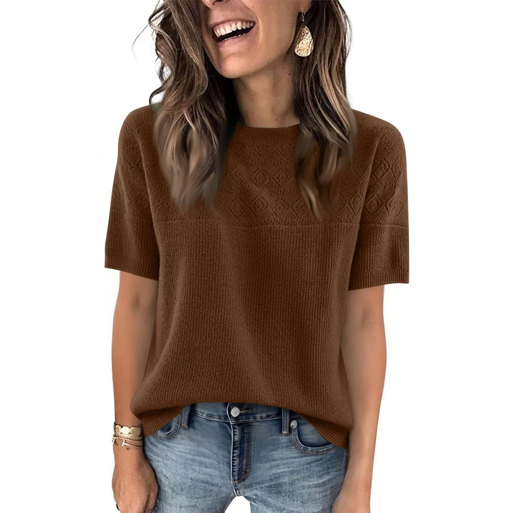 Women's Fashion Casual Round Neck Short Sleeve Shirt