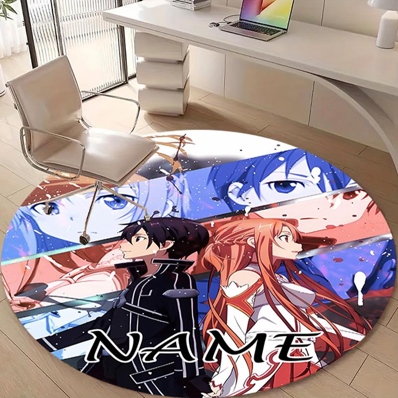 Personalized S-Sword Art Online Round Chair Office Rug - Perfect for Mat, Office Chair & More - Ideal Gift for Birthdays and Holidays