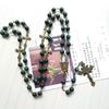 62KD Vintage Religion Rosary Necklace Alloy Jesus for Cross Pendant Beads Chain