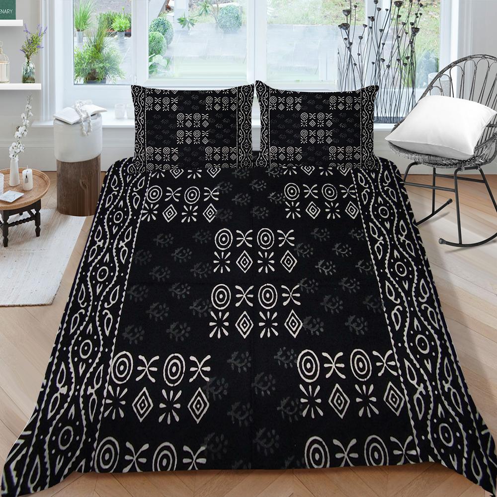 3D Family Bedding Single Double Bed Full Size Vintage Graphic Printed Bedding Geometric Pattern Pillowcase and Quilt Cover Washable Home Decoration