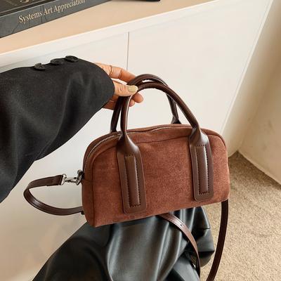 Borsa a mano opaca a tinta unita con cuciture a contrasto, borsa a spalla di alta qualità, borse a mano retrò