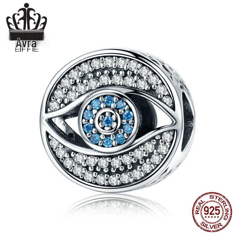 Avle S925 Sterling Silver Devil Eye Bracelet with Oil Drip Beads